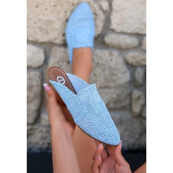 Erbil Shoes Дамски плетени чехли - Светлосини #366762 (366762_Светло син)