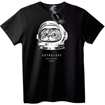 NOONEBRAND Тениска Astro-Cat с Космическо Коте - 7XL, Black