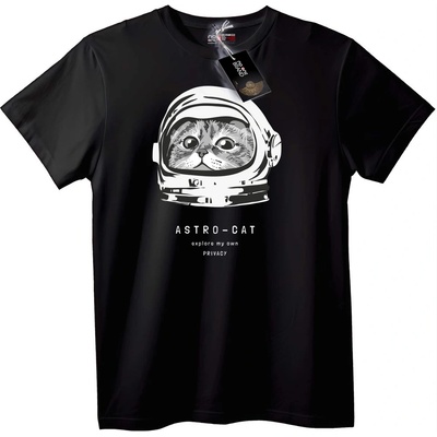 NOONEBRAND Тениска Astro-Cat с Космическо Коте - 7XL, Black