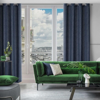 Pierre Cardin ZÁVĚS NA KROUŽCÍCH PIERRE CARDIN INGA 140X250 CM TMAVĚMODRÁ