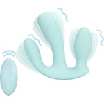 Loveline Three-In-One Liquid Silicone Vibrator Breezy Blue