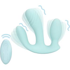 Loveline Three-In-One Liquid Silicone Vibrator Breezy Blue
