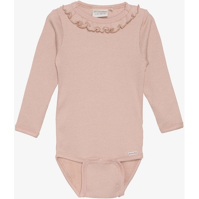 Dětské body s dlouhým rukávem z bavlny a modalu Misty Rose Minymo