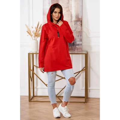 Fashionweek Mikina s kapucňou Oversized bavlnená K0160 červená