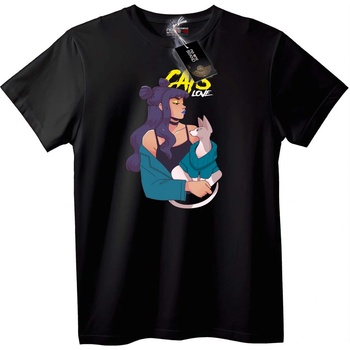 NOONEBRAND Тениска Котки Обичат - Жена с Котка - 2XL, Black