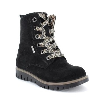 Primigi kožené dívčí šněrovací boty 8368444 černé