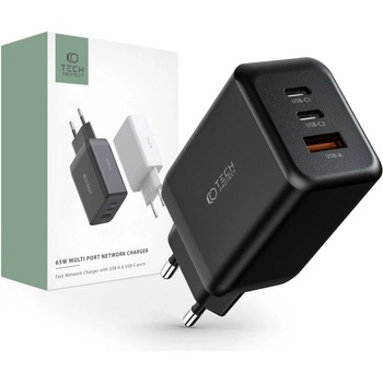 Tech-Protect C65W-2 2x USB-C + 1x USB-A Black (9490713934524)