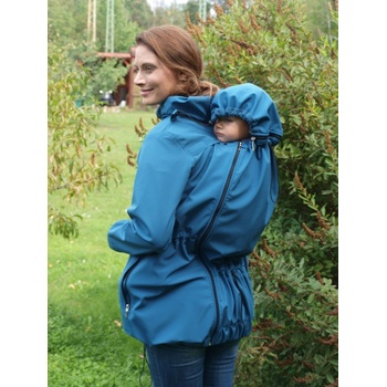 Alica 2 softshellová bunda na predné zadné nosenie detí petrolejová