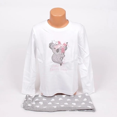 Детска пижама в бяло и сиво с коала и сърца