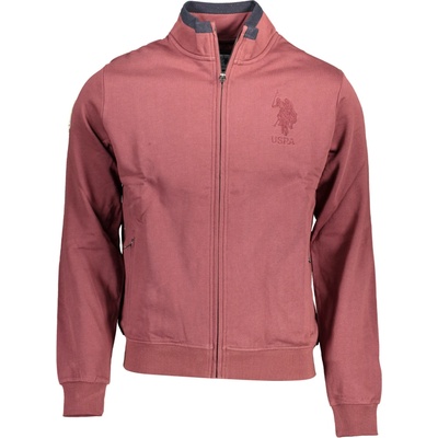 US Polo mikina na zips tmavočervená