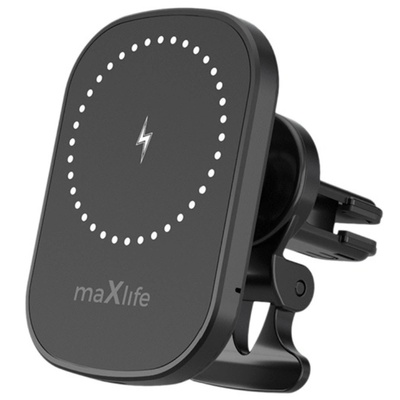 Maxlife Стойка за кола Maxlife MXCH-16 магнитна с безжично зареждане 15W, Универсална, Черна (MXCH-16)