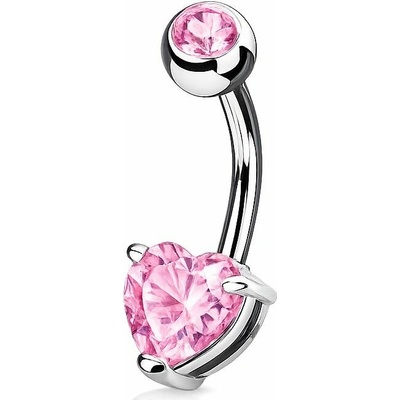 Šperky4U Piercing do pupíku srdce růžová WP0050-P
