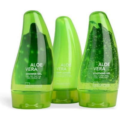 IDC INSTITUTE Aloe Vera sprchový gél 80 ml + telové mlieko 80 ml + IDC Institute Aloe Vera upokojujúci gél na telo 270 ml
