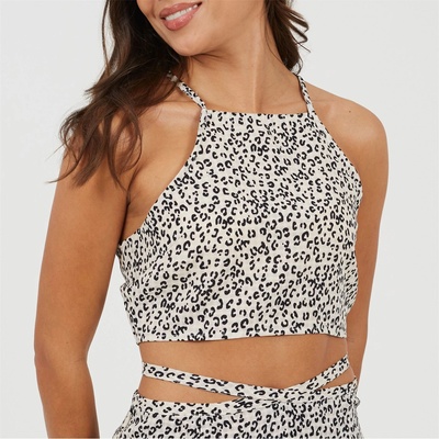 Brave Soul Women's Strappy Crop Top - Beige Black
