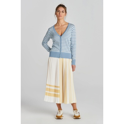 Gant sveter FINE KNIT STRIPED CARDIGAN modrá