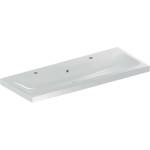Geberit iCon - Двойна мивка 120x48x16 см, с преливник, 2 отвора за кран, KeraTect, бяла 501.837. 00.2 (501.837.00.2)