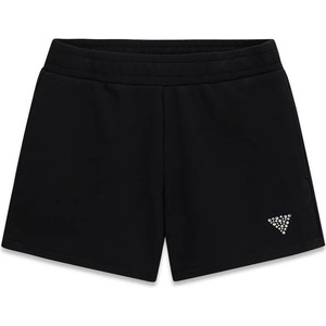 Guess Къси спортни панталони за момиче в черен цвят с кристало лого Guess