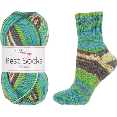 Vlna-hep Příze Best socks 7385 modro-zeleno-hnědá