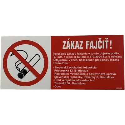 Označenie zákaz fajčiť + info ,