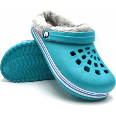 Dámské clogsy s kožíškem TexBase tyrkysová šedá