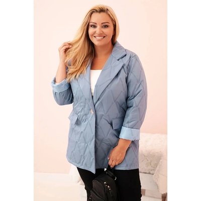Kesi Dámska bunda Plus Size s golierom a gombíkom tmavo ružová
