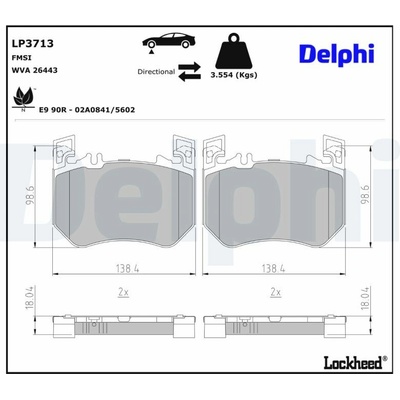 Sada brzdových platničiek, vždy 4 kusy v sade DELPHI LP3713