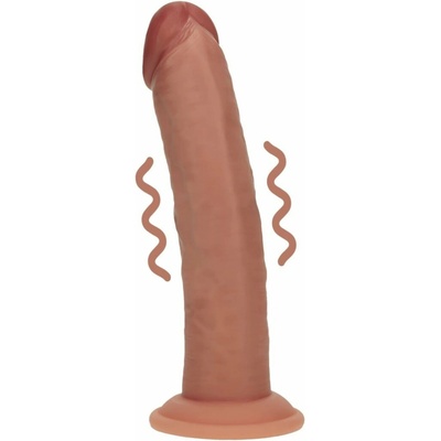 RealRock Dual Density Vibrating Silicone Dildo 8″ Tan silikonové dildo s přísavkou 22,3 x 4,3 cm