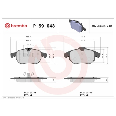 BREMBO Súprava brzdových doštičiek P 59 043X