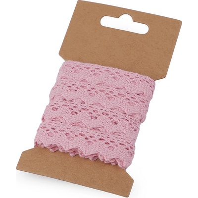 Bavlněná krajka paličkovaná šíře 15 mm Varianta: 31 růžová sv., Balení: 1 karta