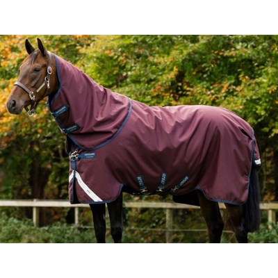 HORSEWARE Lehká výběhová deka Amigo Bravo 12 Plus 1200D s krkem burgundy navy & titanium grey