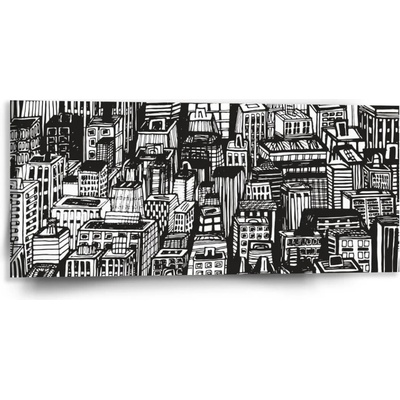 Sablio Obraz Kreslené mrakodrapy - 110x50 cm