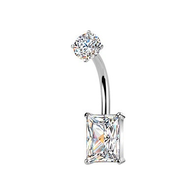Šperky4U Ocelový piercing do pupíku obdélník BS1074