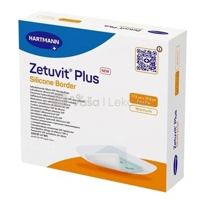 Zetuvit Plus Silicone Border Kompres sterilný samolepiaci 17,5 x 17,5 cm 10 ks