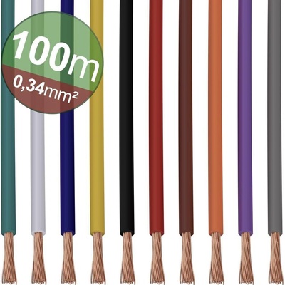 Quadrios 22CW003 Sortiment laniek, 1 x 0.34 mm², biela, modrá, hnedá, oranžová, zelená, žltá, sivá, fialová, čierna, čer