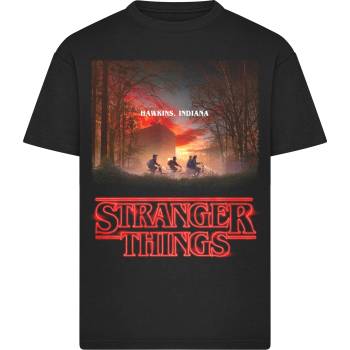 MERCHCODE Тениска овърсайз Stranger Things Upside Down Loose Tee black XXLUB-MC1443-00007 - Черен, размер XS