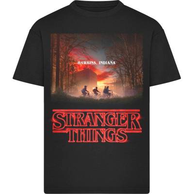 MERCHCODE Тениска овърсайз Stranger Things Upside Down Loose Tee black XXLUB-MC1443-00007 - Черен, размер XS