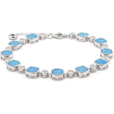 Rafity stříbrný s modrým opálem a zirkony B0001-12