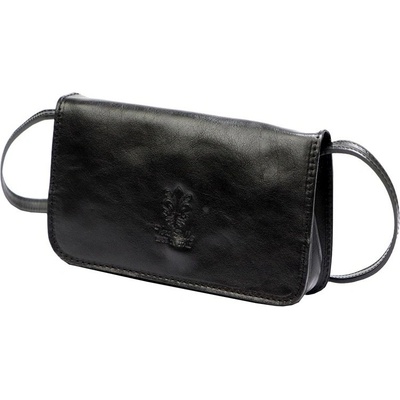 Pevná malá kožená crossbody kabelka Florence 107 Černá
