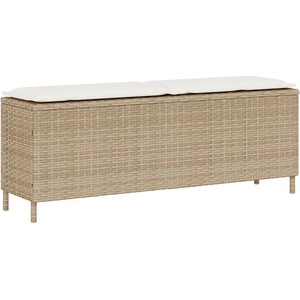 vidaXL Градинска пейка с възглавница, бежова, 110x30x40, 5 см, полиратан (4104158)
