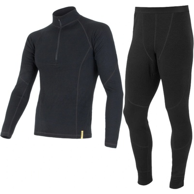 Egloo Merino ZipperNeck BaseSet pánske nohavice ZIP+spodky čierne