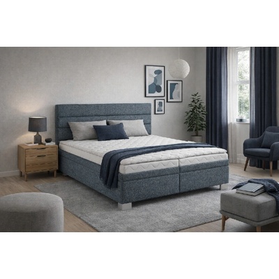 MAWS Bella boxspring s úložným prostorem potah modrošedá Advent 77 matrace standard