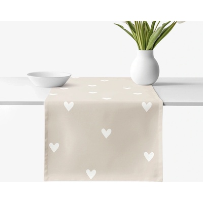 Goldea běhoun 100% bavlněné plátno srdíčka na latte 50x140 cm