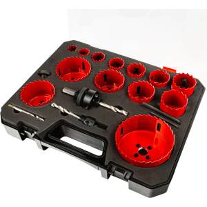 Raider Боркорони 19-83 мм, шестостен, RAIDER HSS bi-metal с водач и свредло - 15 части в куфар (157930)