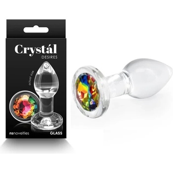 Стъклен плъг с вграден кристал, 8, 4см. - Crystal Desires Gem (NSTOYS1033)