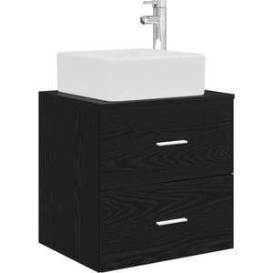 vidaXL Монтирана на стена мивка и тоалетка Черен дъб 53 x 34, 5 x 63 см (890287)