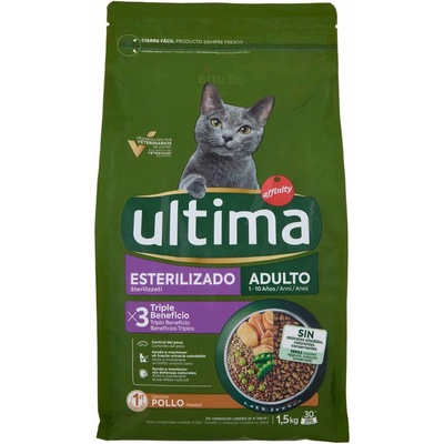 Ultima vyvážené krmivo s kuracím mäsom pre sterilizované mačky 1,5 kg