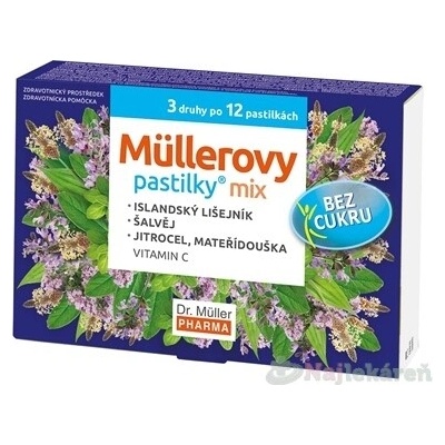 Müllerovy pastilky mix bez cukru 3 x 12 ks