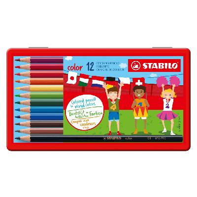 Комплект цветни моливи Stabilo - Color, В метална кутия, 12 цвята (ST1812-77)
