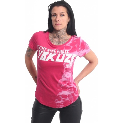 Yakuza dámske tričko GRAVEYARD CURVED Crew Neck GSB 22129 rose red ružová