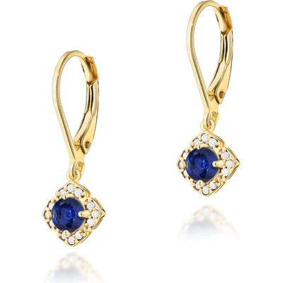 Blink-Blink zlaté diamantové náušnice so Zafírami 3330ZDZaB